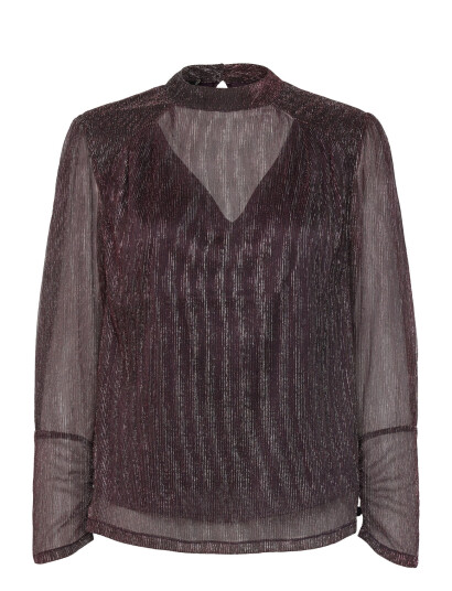 Scotch & Soda Lurex High Neck Top - Burgundy - 34