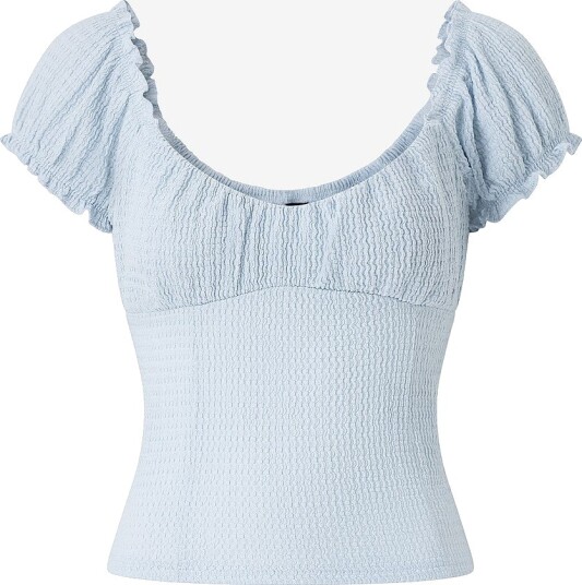 Gina Tricot Topp Textured Puff Sleeve Blå