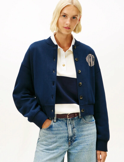 Tommy Hilfiger Varsity Fleece Bomber - Navy - XS Tommy Hilfiger Varsity Fleece Bomber - Navy - XS