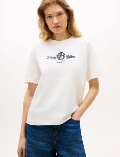Tommy Hilfiger Varsity Crest Mdrn C Nk Ss Tee Cream XXS