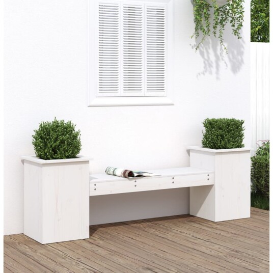 Plantebenk hvit 184,5x39,5x56,5 cm heltre furu 825171 Plantebenk hvit 184,5x39,5x56,5 cm heltre furu 825171