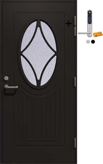 Ytterdør Gilje Solveig Katedralglass med Yale Doorman Classic Home