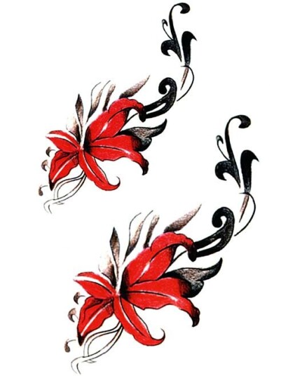 Red Lilies 2 stk Tatoveringer Fake Tattoo