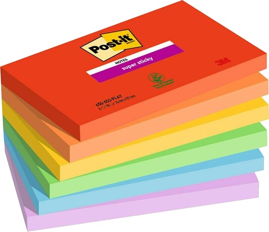 Notes Post It Super Sticky Assorteret 127X76mm Pakke A 6 Stk