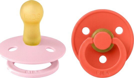 BIBS Colour Smokker Str. 2 Rund 2-pack Baby Pink/Tango BIBS 6-18 md Smokk Rosa Rød 62-86
