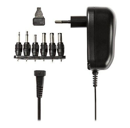 Nedis Universell AC Strømadapter 12W 3-12V DC med 6 Kontakter, Sort