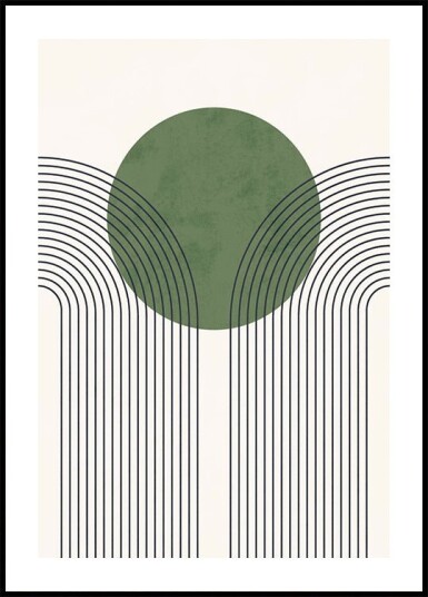 Green Orbit Minimalist Line and Circle Abstract Plakat Plakat / 100x150cm