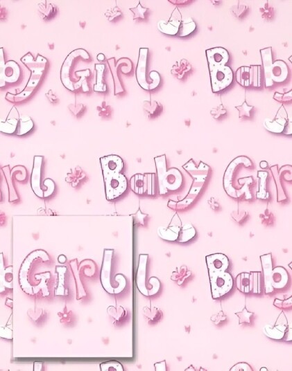 Crosswear 2 stk Baby Girl Gavepapir med 2 stk Navnelapper 50x70cm