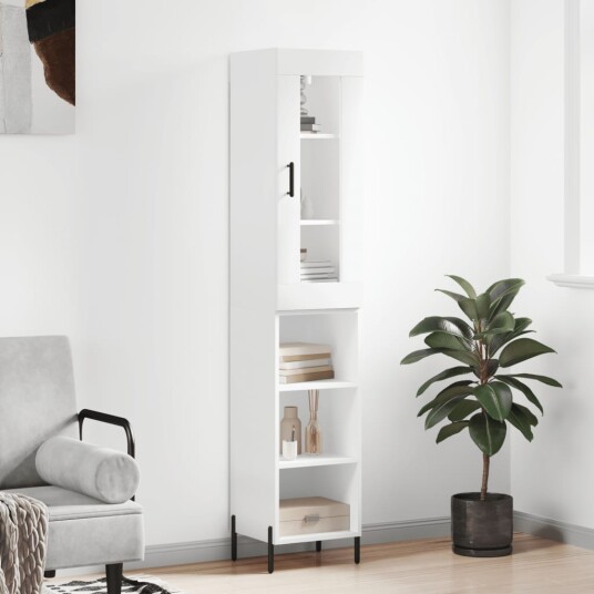 vidaXL Highboard hvit 34,5x34x180 cm konstruert tre 8720845487911