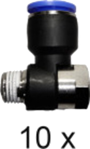 Adapter 1/4". Innstikksbanjo 12 mm. Hunn. Pakke med 10 stk.