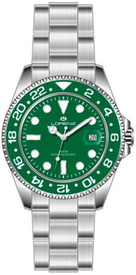 Lorenz Herreklokke 21066HH Classic Grønn/Stål Ø43 mm Lorenz Herreklokke 21066HH Classic Grønn/Stål Ø43 mm