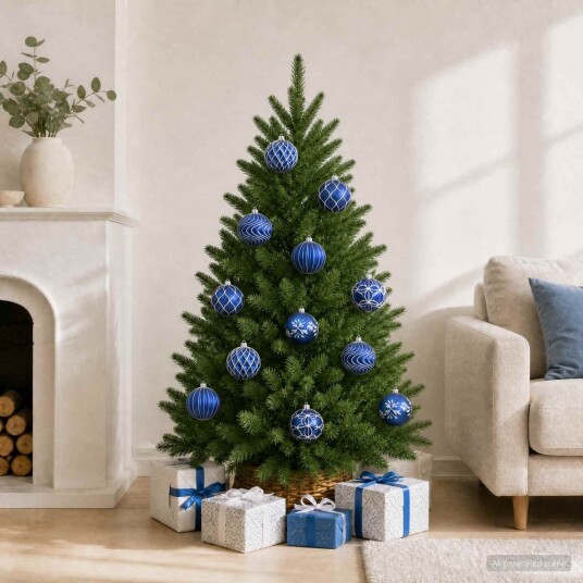 vidaXL Julekule Sett XL 12 stk. Blå og hvit 10 cm Polystyren