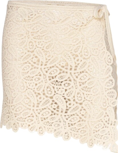 Gina Tricot Knitted Crochet Apron Skirt Cream S