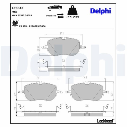 Bremseklosser DELPHI LP3843 Bremseklosser DELPHI LP3843