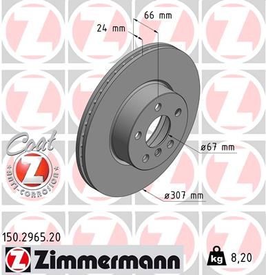 Bremseskive ZIMMERMANN 150.2965.20 Bremseskive ZIMMERMANN 150.2965.20