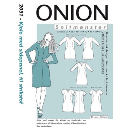 ONION Snittmønster 2051 Kjole med Sidepanel Str 34 48