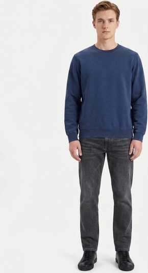 A QUESTION OF Johannes Crewneck Garment Dyed   Navy   S