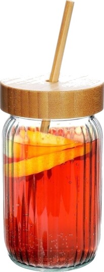 Excellent Houseware Drikkeglass Med Lokk Bambus 500 Ml 88598876