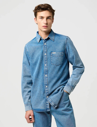 Wrangler 1 Pkt Shirt - Blue - XL
