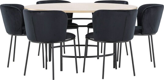 Spisegruppe Venture Home Copenhagen Ø140 cm med 6st Edina Spisestoler
