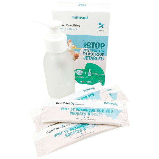 Naturlig tannkrem Pimpant Mint pumpeflaske + 4 påfyll Naturlig tannkrem Pimpant Mint pumpeflaske + 4 påfyll