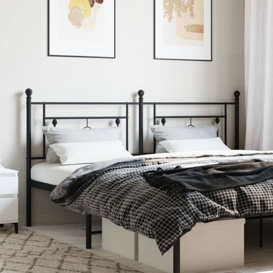 Sengegavl i metall svart 180 cm 8721012249080