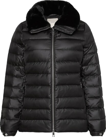 Calvin Klein Satin Lw Short Puffer With Fur   BLACK   XS