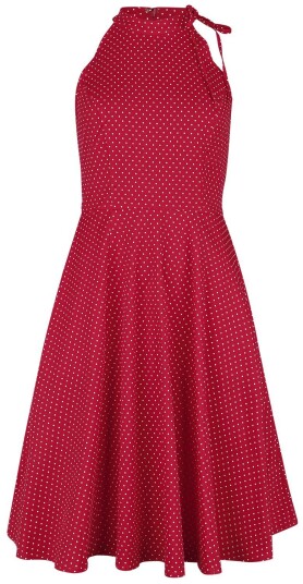 Banned Retro   Rockabilly Middellang kjole   Hattie Halter Spot Dress   XS til 4XL   Damer   rød hvit