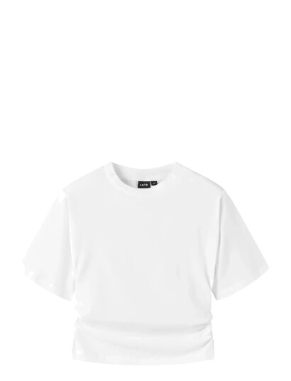 LMTD Nlfnovegat Ss Short Rouched Top White 134 140 LMTD Nlfnovegat Ss Short Rouched Top White 134 140