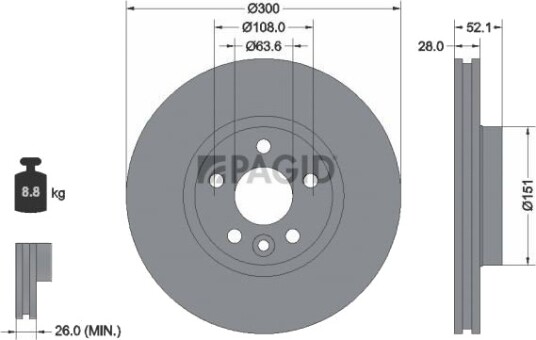PAGID 54592NHC Bremseskive PAGID 54592NHC Bremseskive