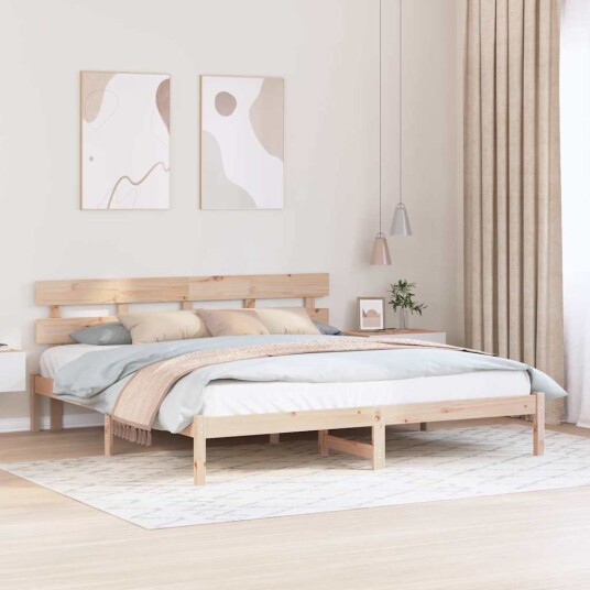  Sengestamme med hodegjerde Brun 180 x 200 cm Massivt furutre