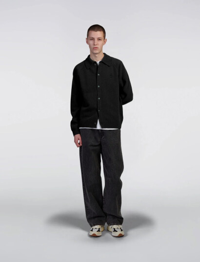 Edwin Mars Polo Cardigan   Black   L