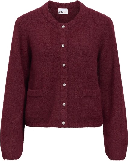 Object Objsaggia Re L/S Knit Cardigan Noos Burgundy S