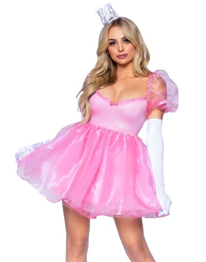 Frosted Organza Babydoll Tornerose Inspirert Rosa Kostymekjole til Dame Large