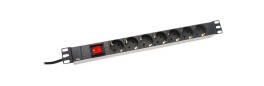 Digitus 7-Uttaks Rackstrømskinne med 2m Kabel - 250V, 16A, Sort