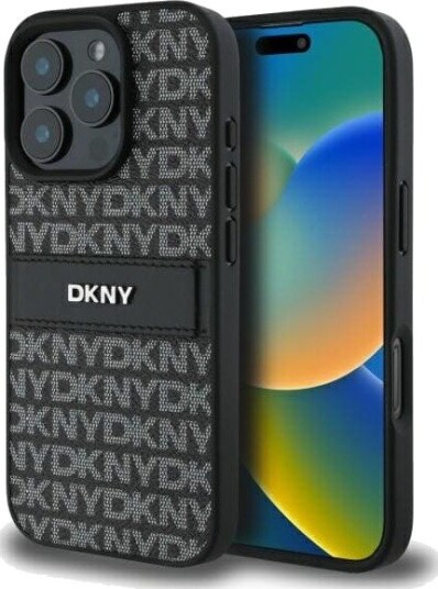 DKNY Hardt Mobildeksel til iPhone 16 Pro med Teksturmønster - Svart