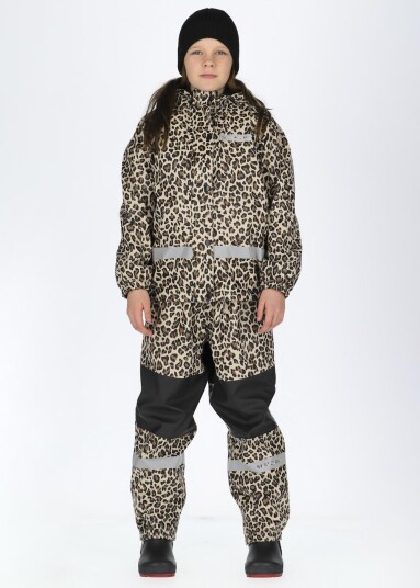 Swedemount Drop Fleece Rain Set Jr Black/Leopard 80 Regnjakker