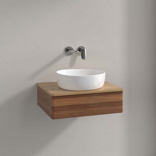 Villeroy & Boch Antao Servantskap med 1 skuff 60x50x19 cm m/lys Valnøtt/Eik Villeroy & Boch Antao Servantskap med 1 skuff 60x50x19 cm m/lys Valnøtt/Eik