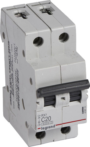 Legrand 6 stk RX³ MCB automatsikring C20 2P 2M 6kA Legrand 6 stk RX³ MCB automatsikring C20 2P 2M 6kA