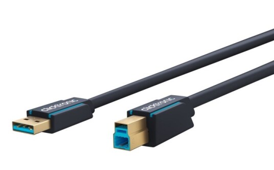 ClickTronic Adapterkabel fra USB-A til USB-B 3.0 Premium-kabel | USB A-kontakt USB B 3.0-kontakt | 3,0 m | 5 Gbit/s
