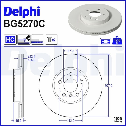 Bremseskive DELPHI BG5270C