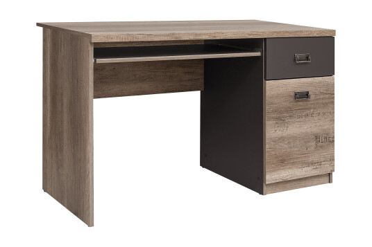 Skrivebord Minette 120 cm med Oppbevaring Skuff + Skap Eikfarge/Grå