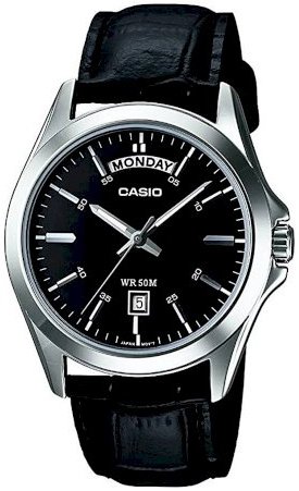 Casio Herreklokke MTP 1370L 1AVDF Classic Sort/Lær Ø40 mm