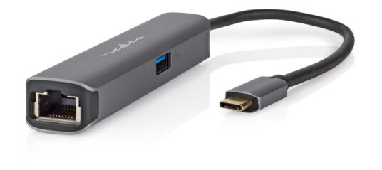 Nedis USB Multi-Port Adapter | USB 3.2 Gen 1 | USB-C™ Hann | HDMI™ Output / RJ45 Hun / USB-A Hun / USB-C™ Hunn | 5 Gbps | 0.20 m | Rund | Gull belagt | PVC | Antrasitt | Boks
