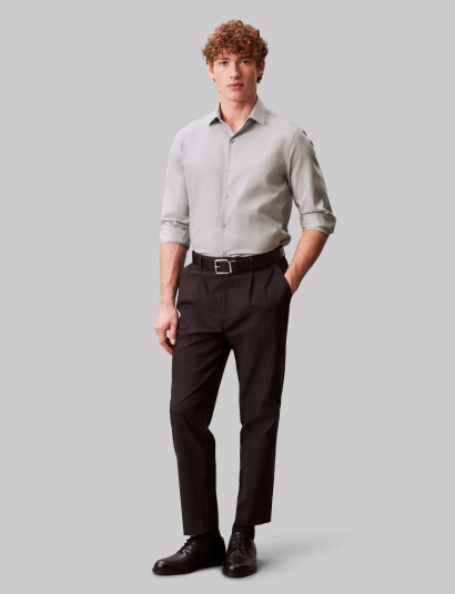 Calvin Klein Slim Esntl Poplin Str Sld Grey 42