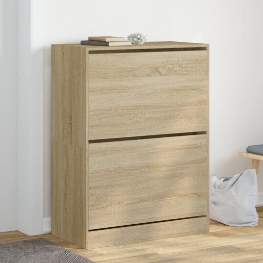 Skoskap med 2 vippeskuffer sonoma eik 80x42x108 cm 8721012385955