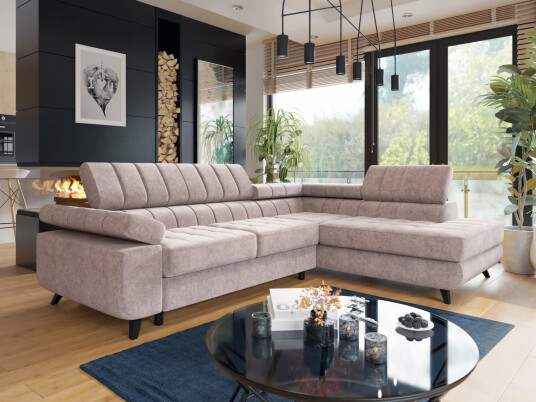 Amshyttan Sovesofa med sjeselong 4 seter   Rosa