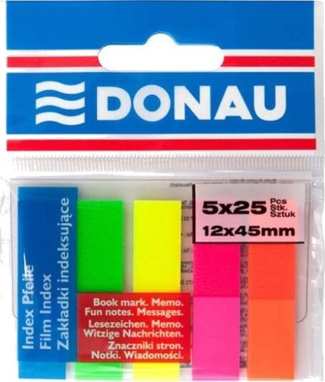 Donau Bokmerker 45X12/25 5 Farget Neon Transparent 7577001Pl 99