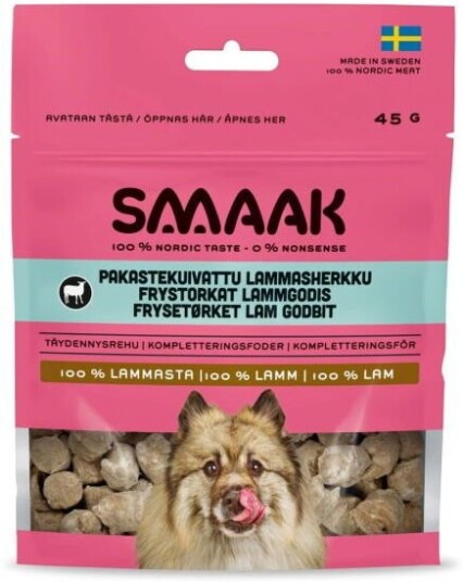 Smaak Dog Frysetørkede Hundegodbiter Lam 45 G