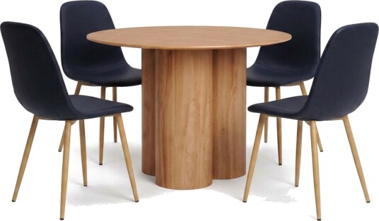 Juno spisegruppe rund 110 cm eik med 4 Nibe spisestoler   Eik